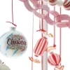 Raz 5" Blue And White Striped Merry Christmas Glass Ball Ornament 4152869