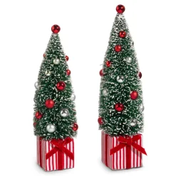Raz 11" Bottle Brush Trees In Presents Christmas Decoration 4416379