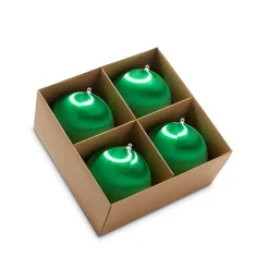 Raz 4" Box Of 4 Green Satin Ball Vintage Inspired Christmas Ornaments 4332733
