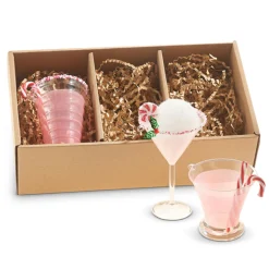 Raz 5.25" Box Of 3 Peppermint Cocktail Glass Christmas Ornaments 4320914