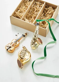 Raz 4.5" Box Of Musical Instruments Glass Christmas Ornaments 4320907