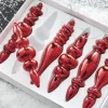 Raz 6.5" Box Of Red Finial Glass Christmas Ornaments 4122819