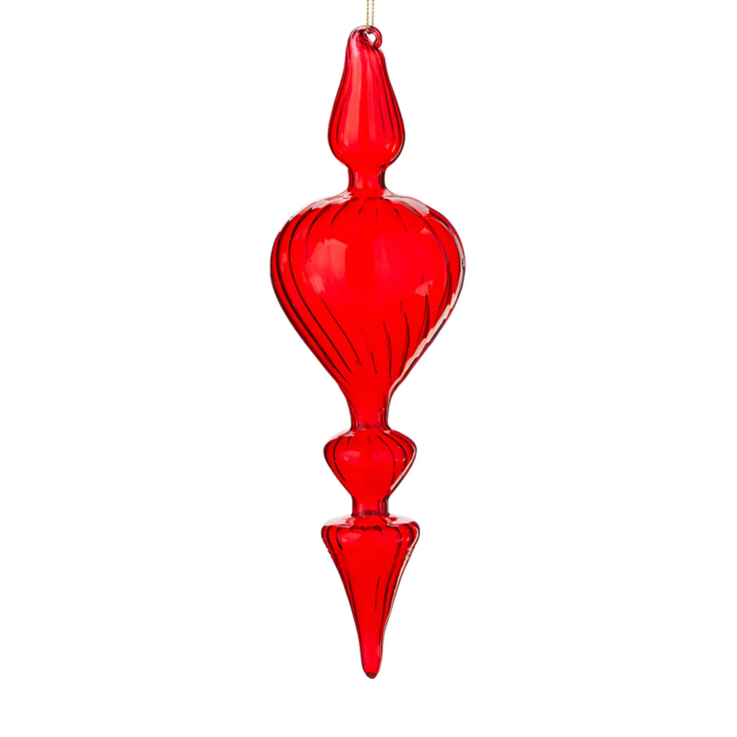 Raz 11.25" Bright Red Finial Glass Christmas Ornament 4122878
