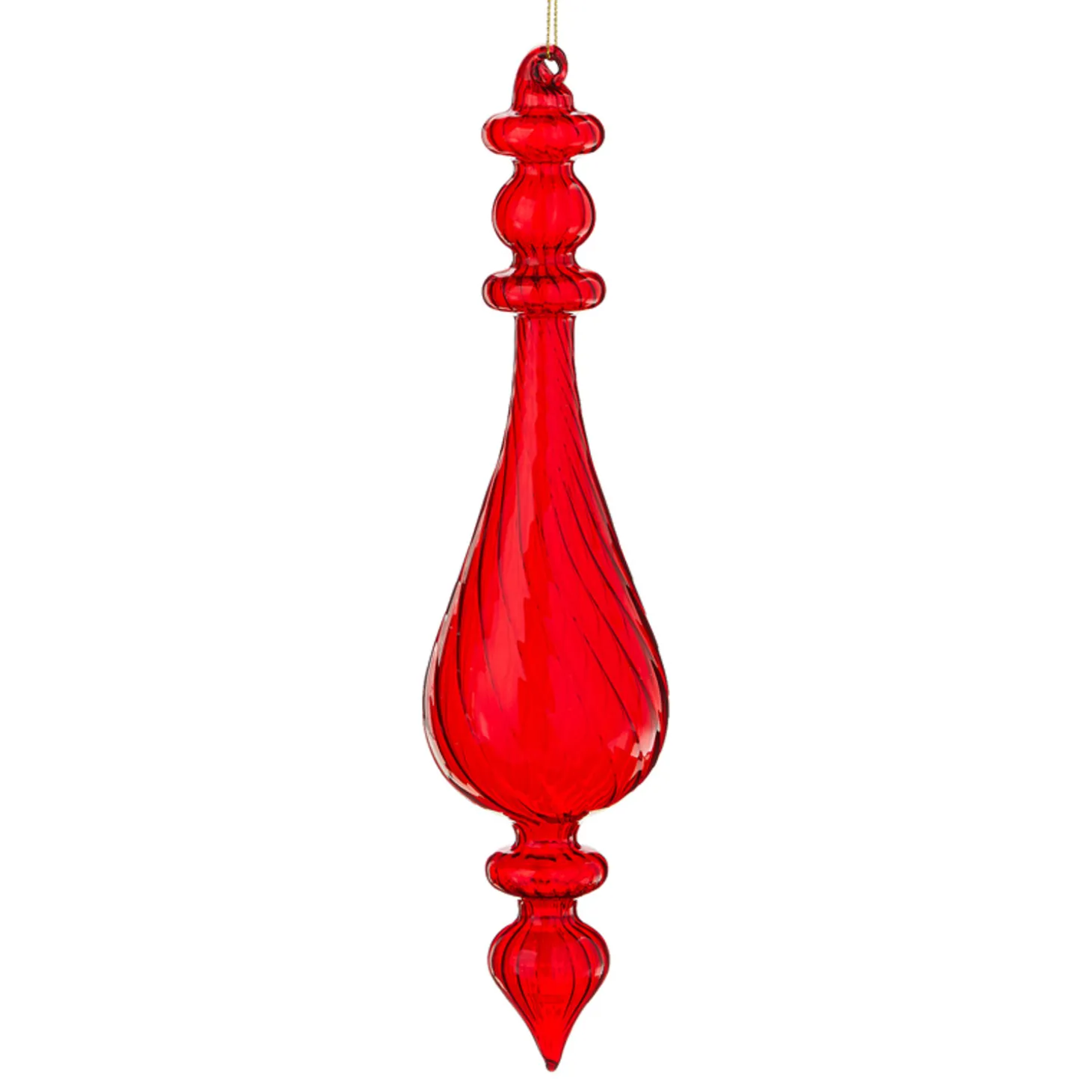 Raz 11.25" Bright Red Finial Glass Christmas Ornament 4122878