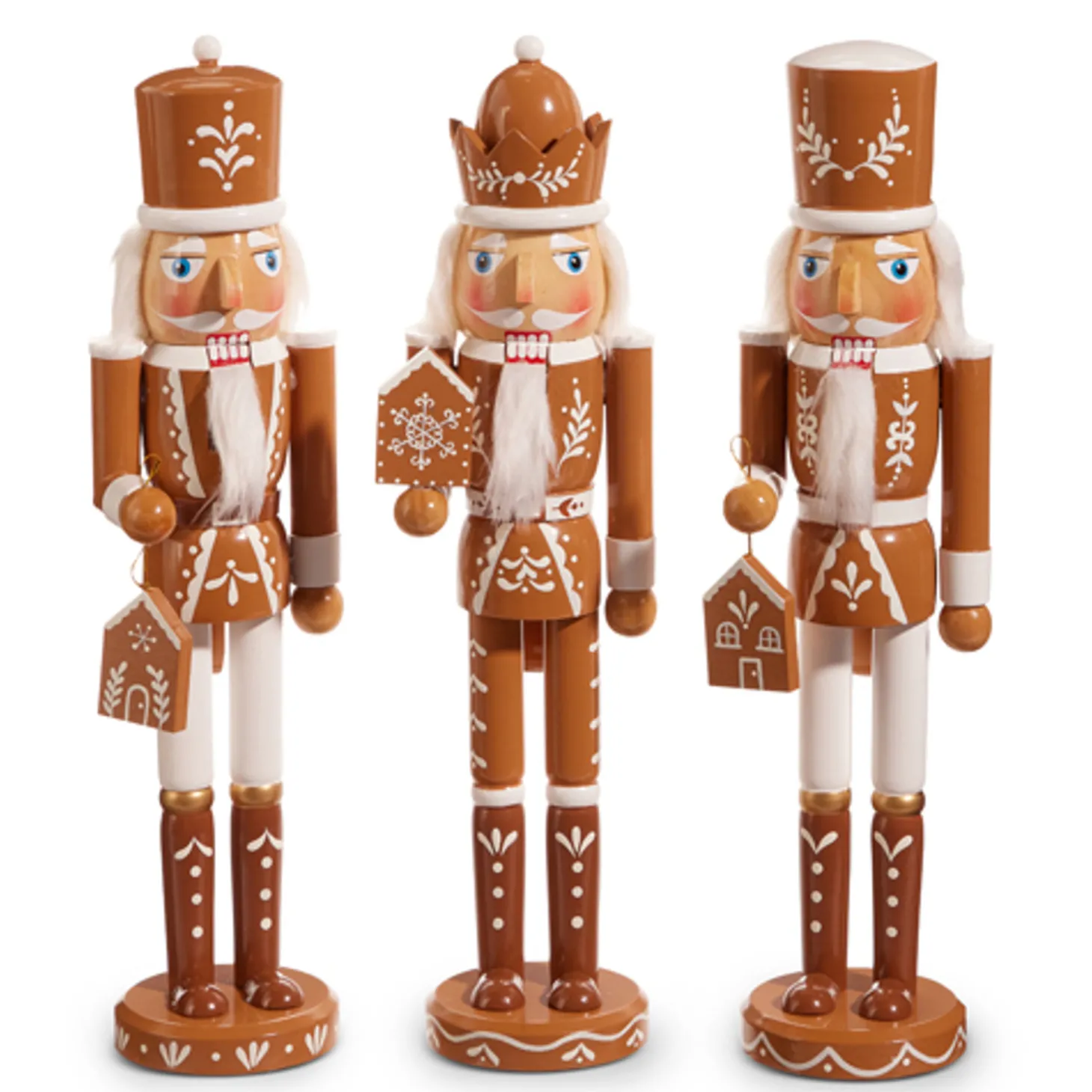 Raz 15.5" Brown And White Wooden Gingerbread Nutcracker Christmas Decoration 4422824