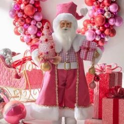 Raz 18" Bubble Gum Diva Pink Santa Christmas Figure 4415589