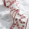 Raz 4" Candy Cane Sequined Wired Christmas Ribbon R4227728