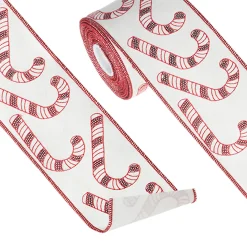 Raz 4" Candy Cane Sequined Wired Christmas Ribbon R4227728