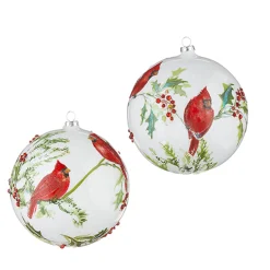 Raz 6" Cardinal Ball Glass Christmas Ornament 4224654