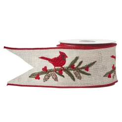 Raz 4" Cardinal Wired Embroidered Christmas Ribbon R4171874