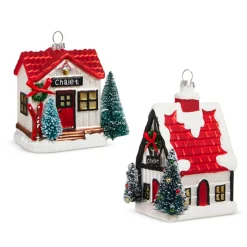 Raz 4" Chalet Cabin Glass Christmas Ornament 4320942