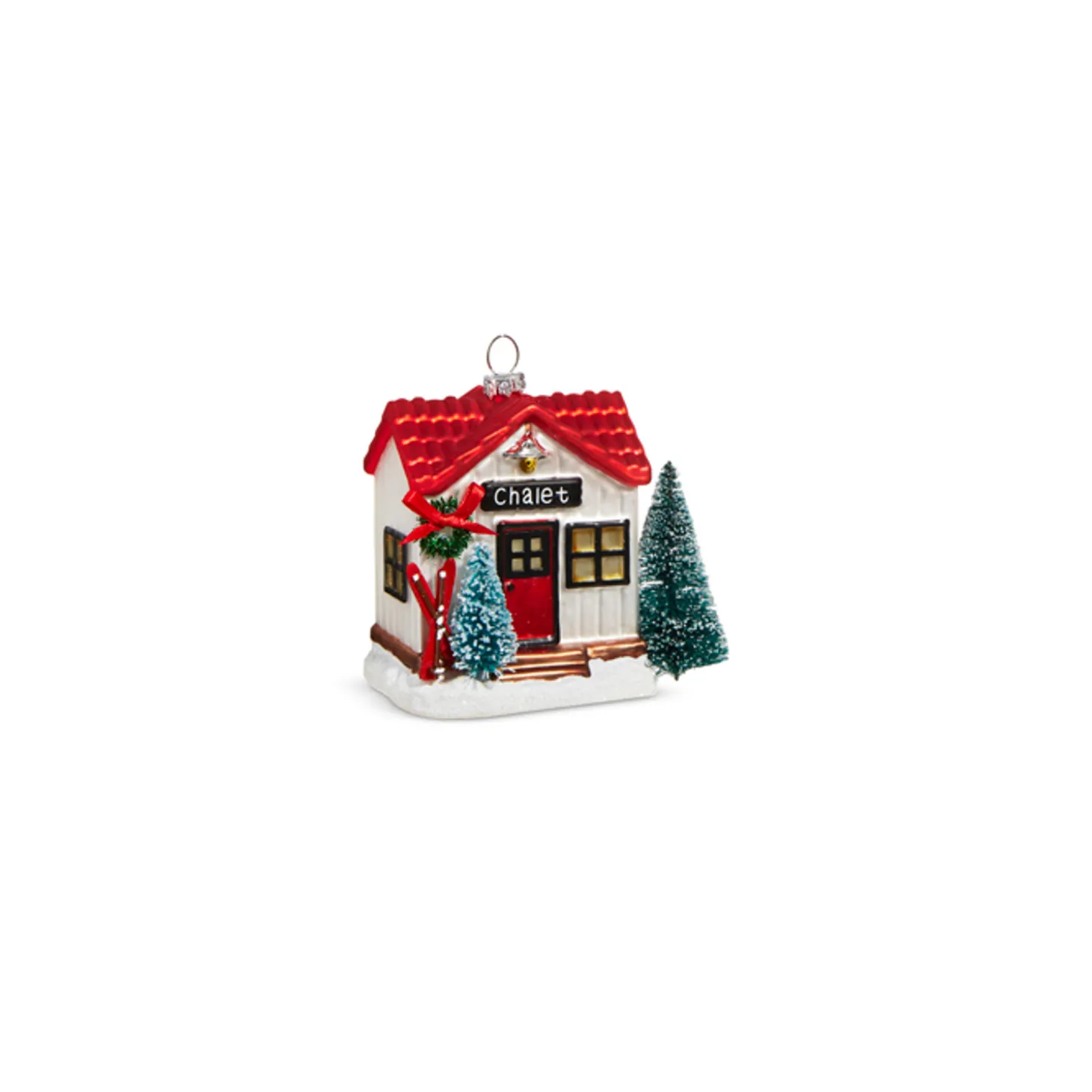 Raz 4" Chalet Cabin Glass Christmas Ornament 4320942