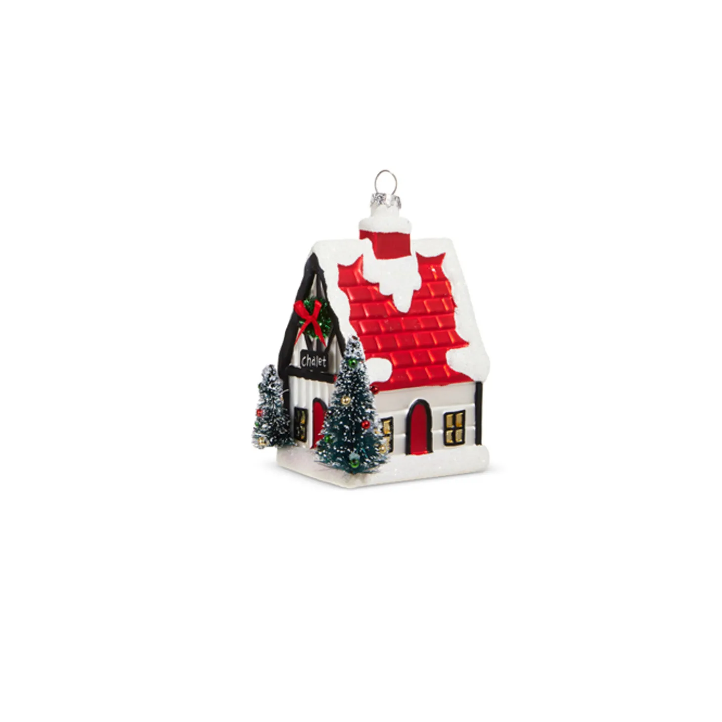 Raz 4" Chalet Cabin Glass Christmas Ornament 4320942