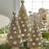 Raz 13" Champagne Dusted Bottle Brush Trees With Ornaments Set Of 3 4316151