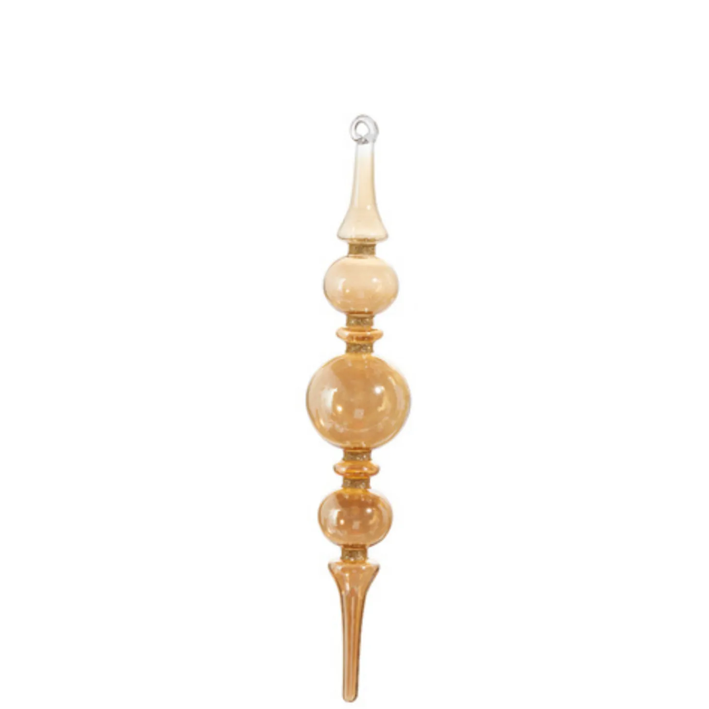 Raz 12" Champagne Finial Glass Christmas Ornament Set Of 2 4424579