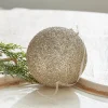Raz 6" Champagne Glitter Ball Glass Christmas Ornament 4322917