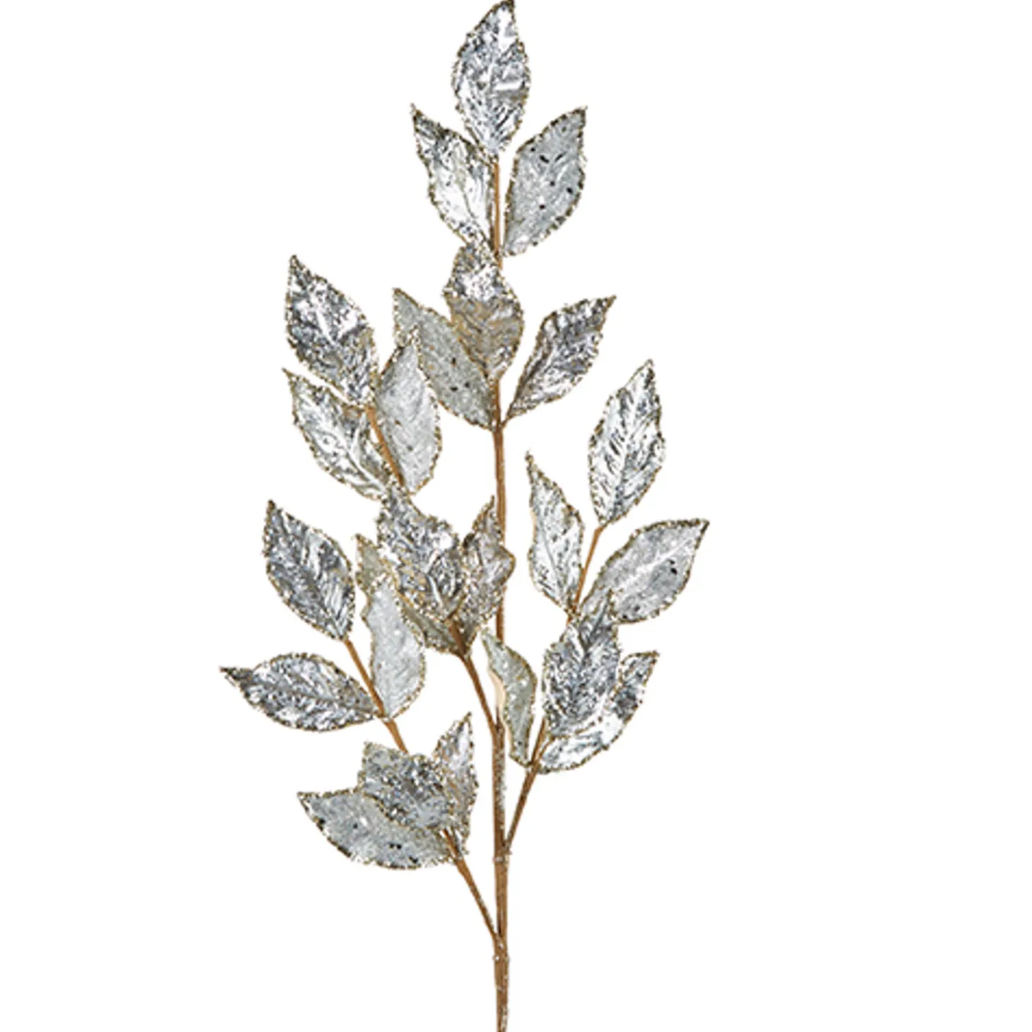 Raz 29" Champagne Or Silver Glittered Leaf Christmas Tree Spray