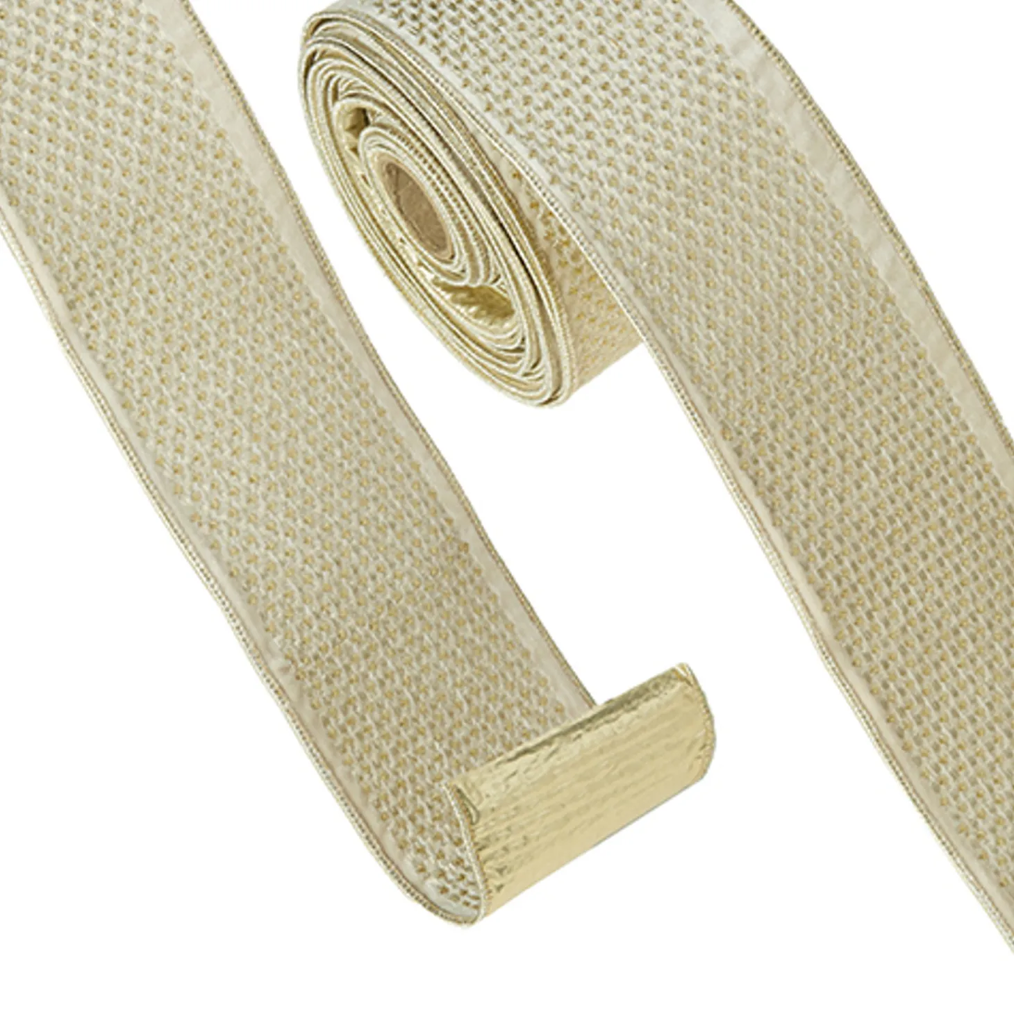 Raz 4" Champagne Pattern Wired Christmas Ribbon R4371829