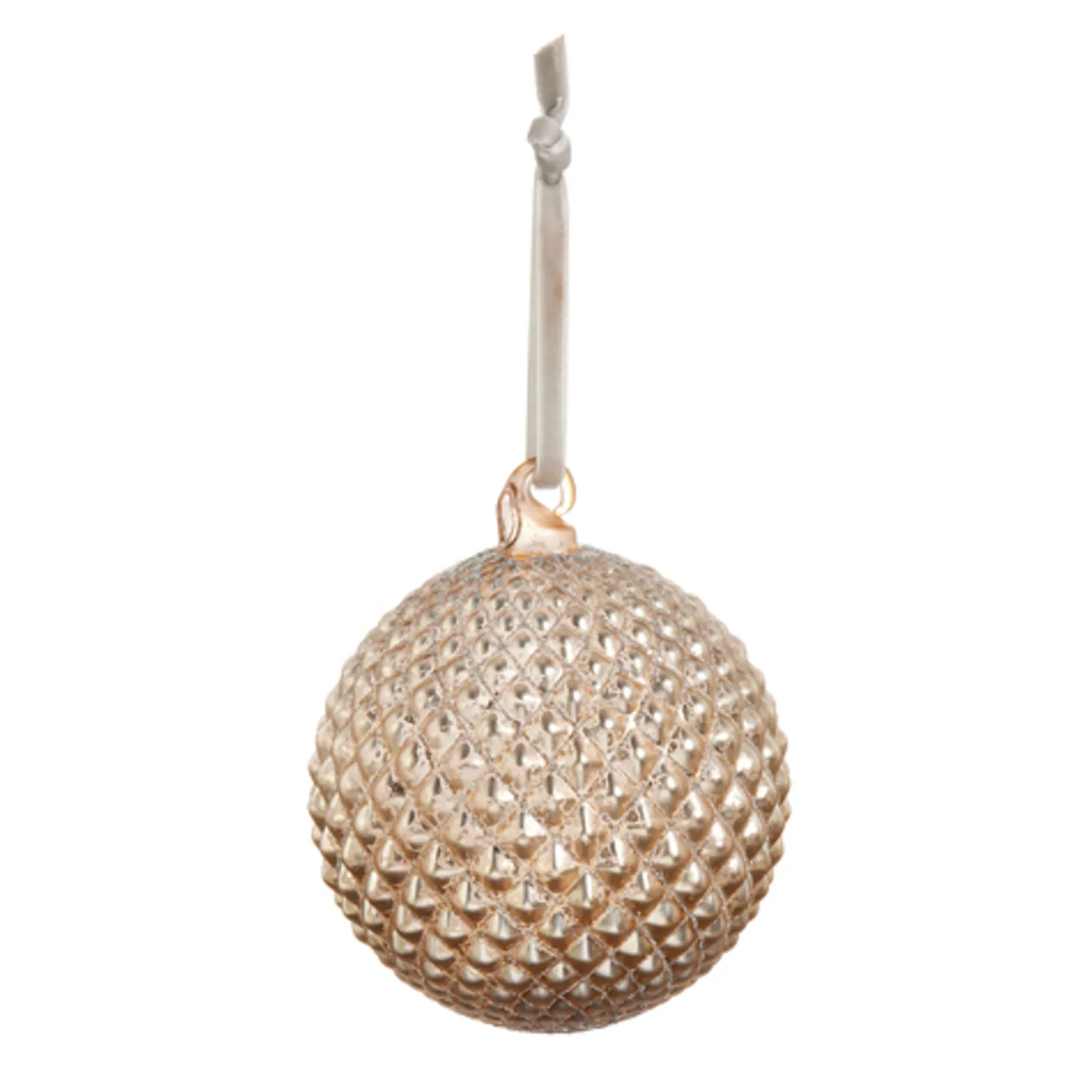 Raz 4" Champagne Quilted Glass Ball Christmas Ornament 4422946