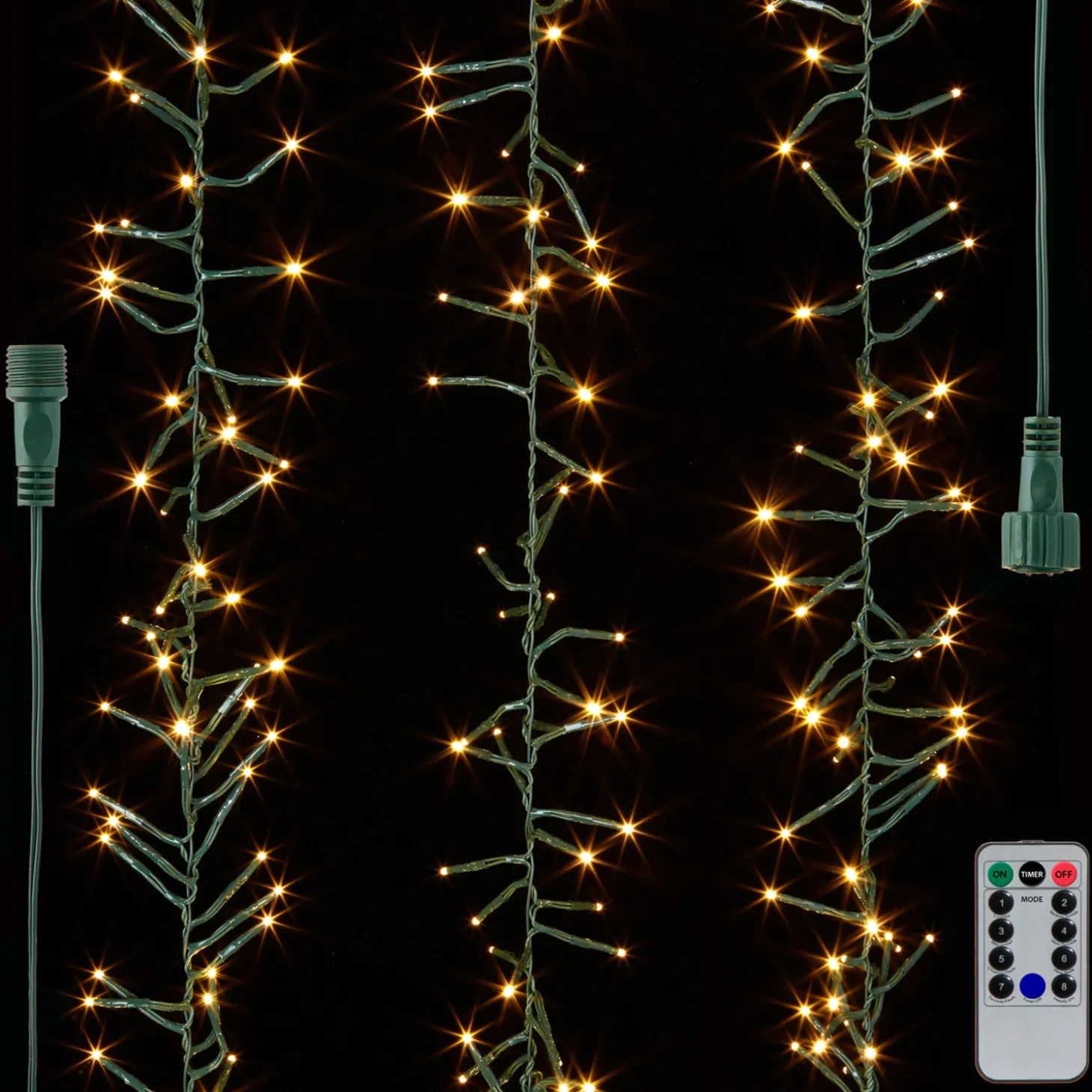 Raz 34' Connectable Cluster Garland Green Wire With White Lights Christmas Light Strand L4137016