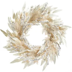 Raz 24" Cream Cedar And Laurel Leaf Christmas Wreath W4306696