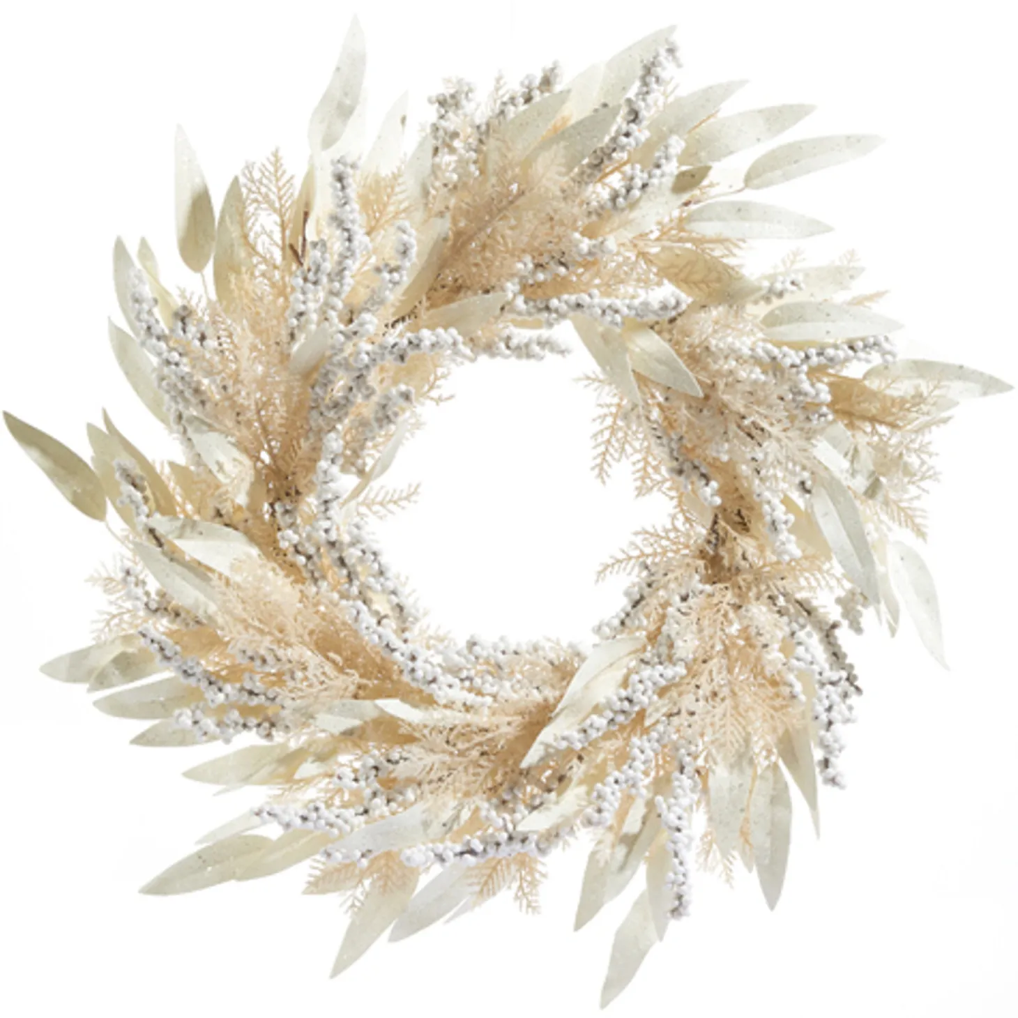 Raz 24" Cream Cedar And Laurel Leaf Christmas Wreath W4306696