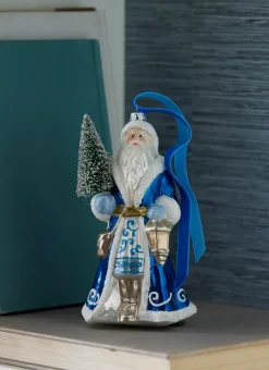 Raz 7" Delft Santa With Tree Ornament 4352894