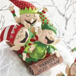 Raz 16" Elf Varsity Sled Team Christmas Figure 4116347