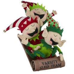 Raz 16" Elf Varsity Sled Team Christmas Figure 4116347