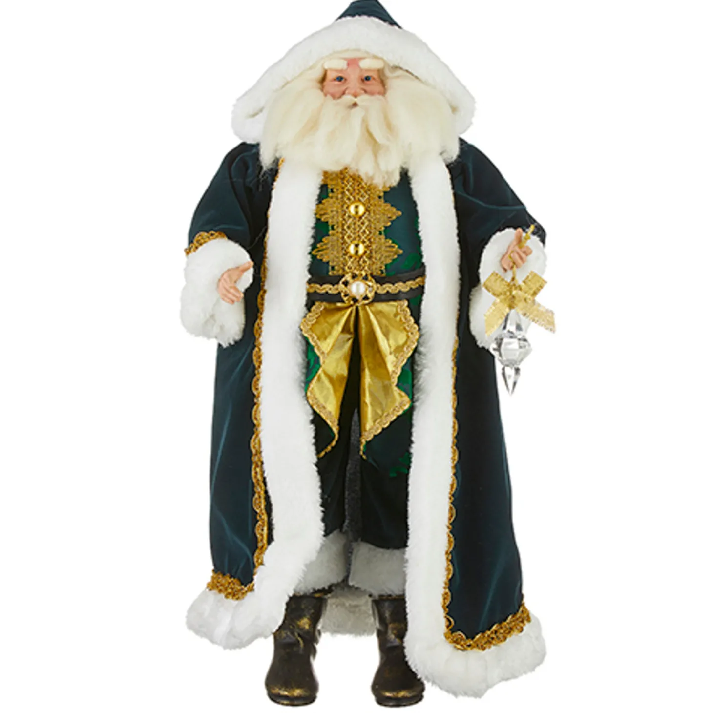 Raz 24.25" Evergreen And Gold Santa Figure Christmas Decoration 4202398