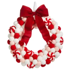 Raz 13" Felt Peppermint Pink Christmas Wreath W4316416