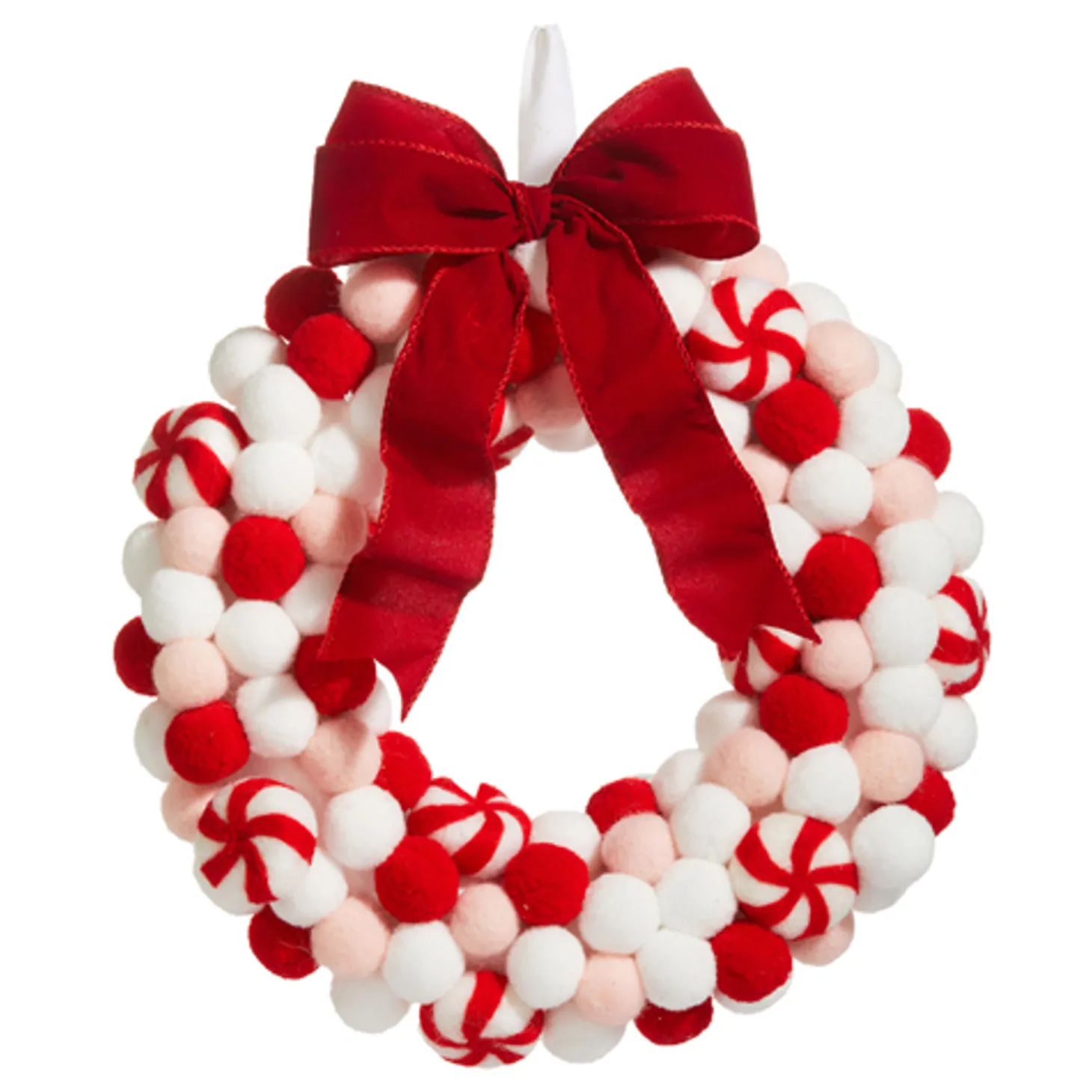 Raz 13" Felt Peppermint Pink Christmas Wreath W4316416