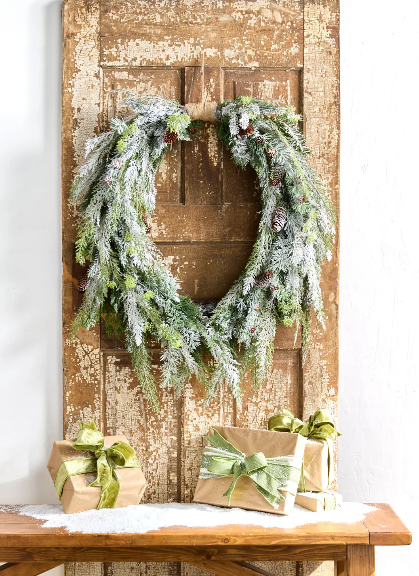 Raz 36" Flocked Oval Cedar And Pinecone Christmas Wreath W4309881