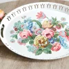 Raz 20.5" Floral Print Oval Tray Spring Decoration 4257267