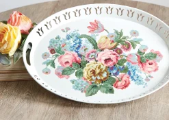 Raz 20.5" Floral Print Oval Tray Spring Decoration 4257267