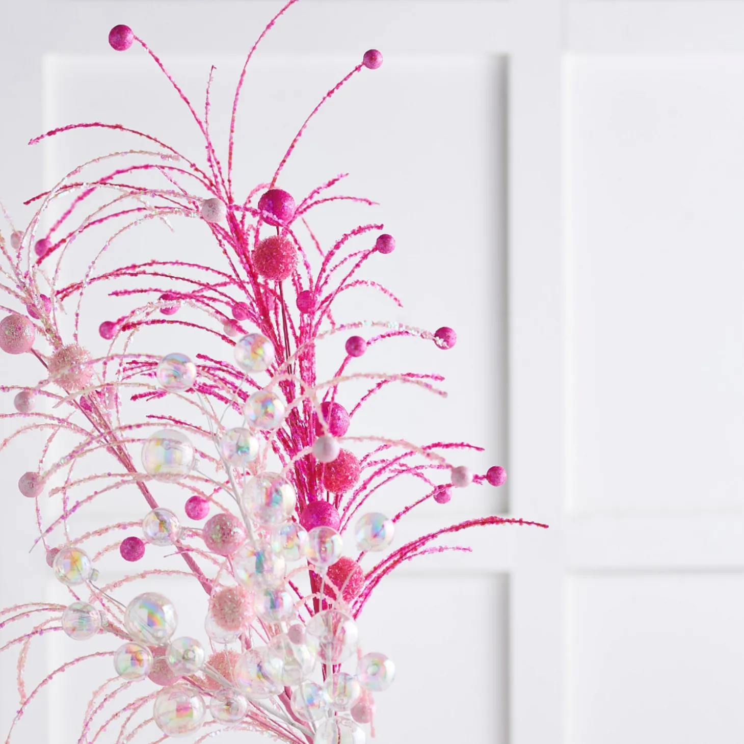 Raz 42" Fuchsia Pink Glittered Ball Christmas Tree Spray F4402476