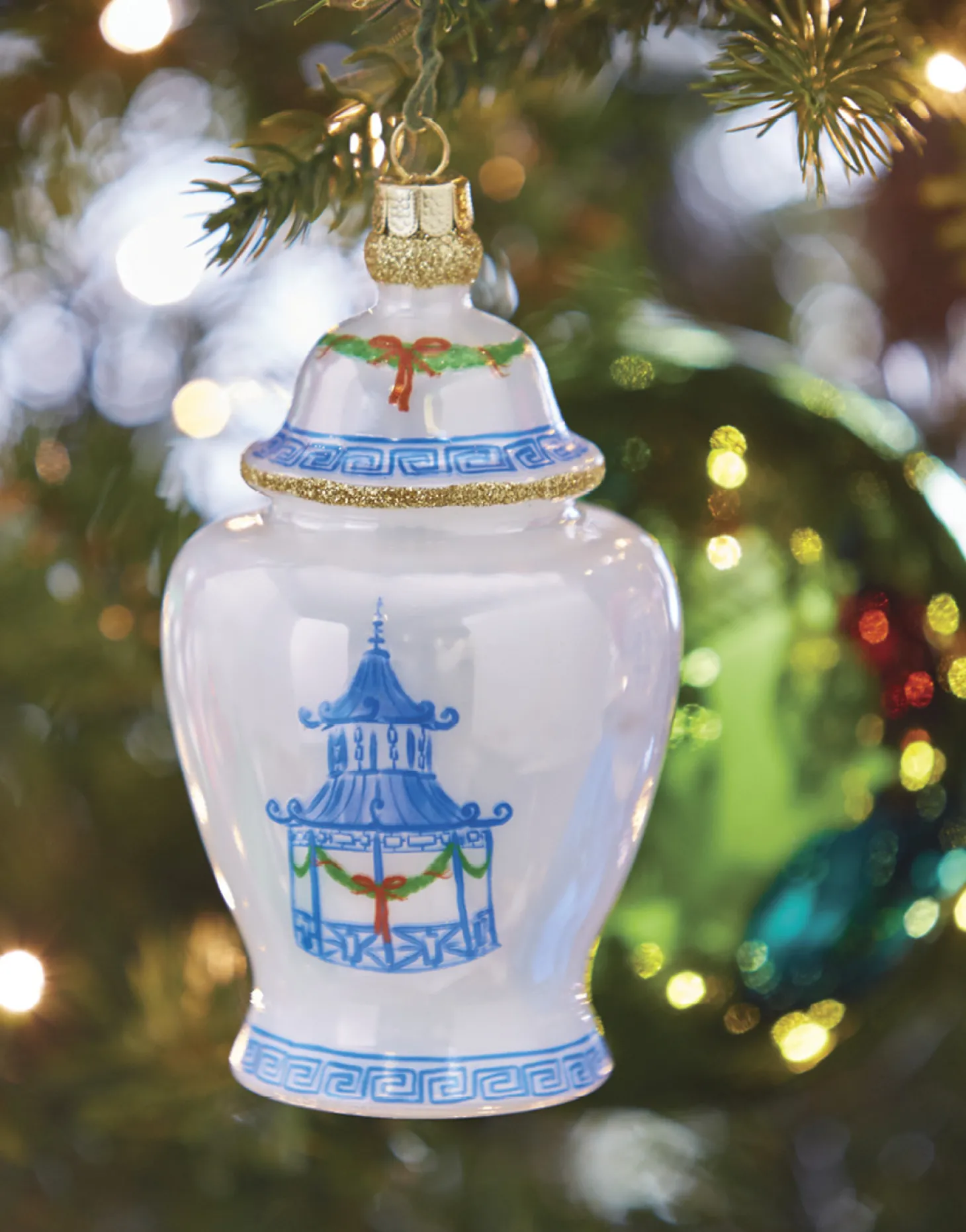 Raz 5.25" Ginger Jar Glass Christmas Ornament 4252868