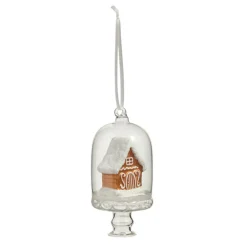 Raz 4.5" Gingerbread House In Cloche Glass Christmas Ornament 4452868