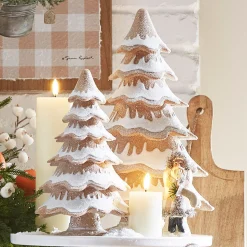Raz 14" Gingerbread Tree Christmas Figure Set Of 2 4457628