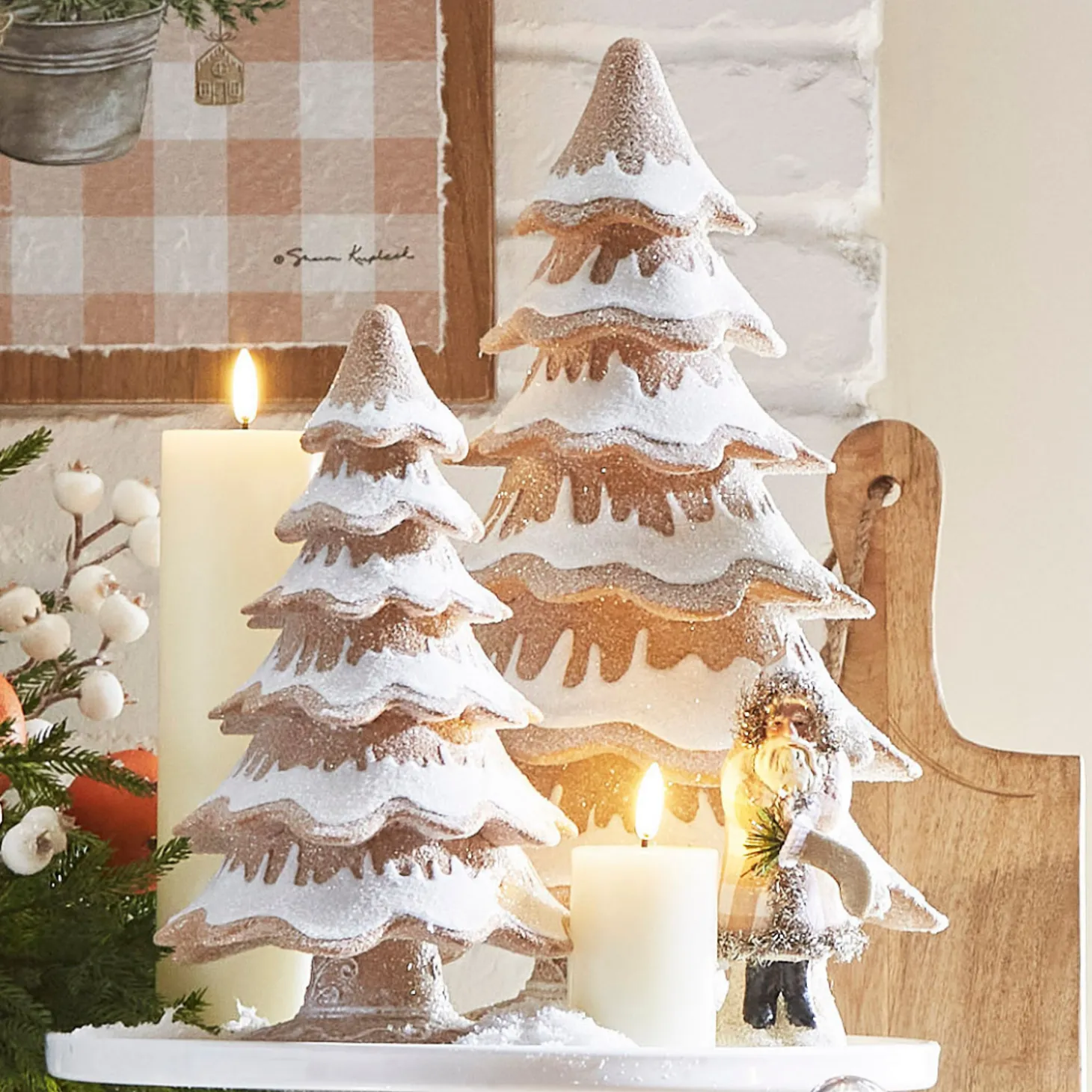 Raz 14" Gingerbread Tree Christmas Figure Set Of 2 4457628