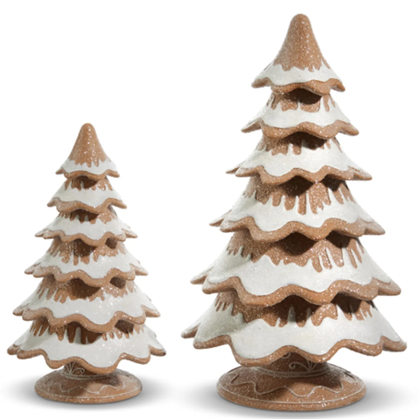 Raz 14" Gingerbread Tree Christmas Figure Set Of 2 4457628