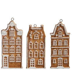 Raz 5" Gingerbread Village Townhouse Christmas Ornament Set Of 3 4457718