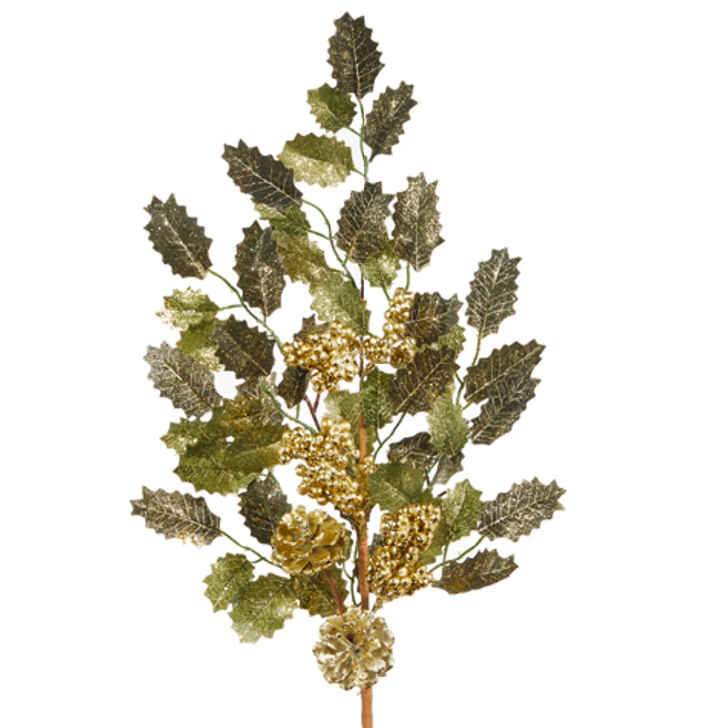 Raz 30" Glittered Holly And Pinecone Christmas Tree Spray F4306679