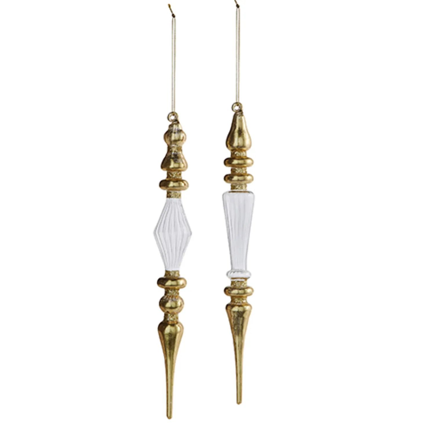Raz 11" Gold And Clear Finial Glass Christmas Ornament 4320868