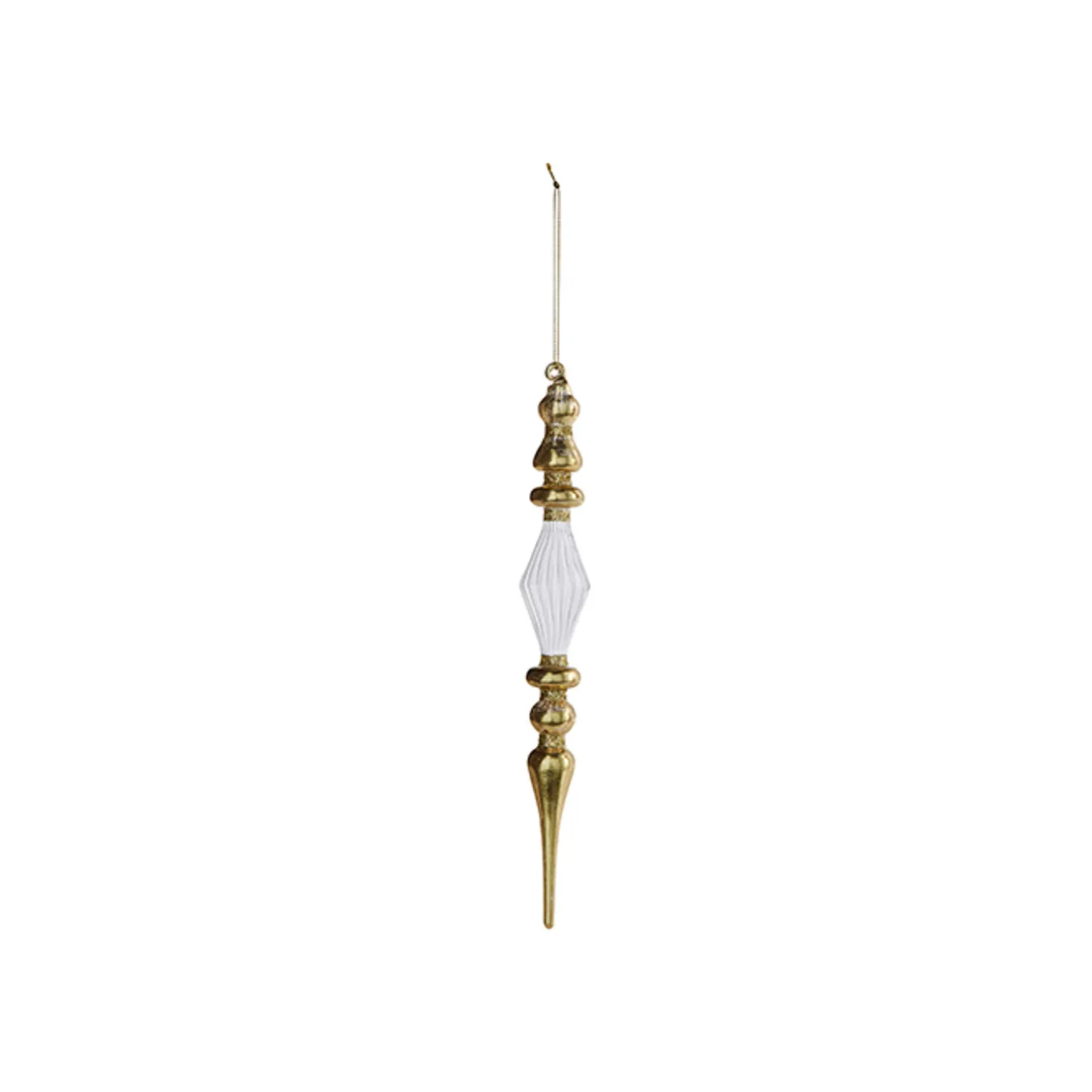 Raz 11" Gold And Clear Finial Glass Christmas Ornament 4320868