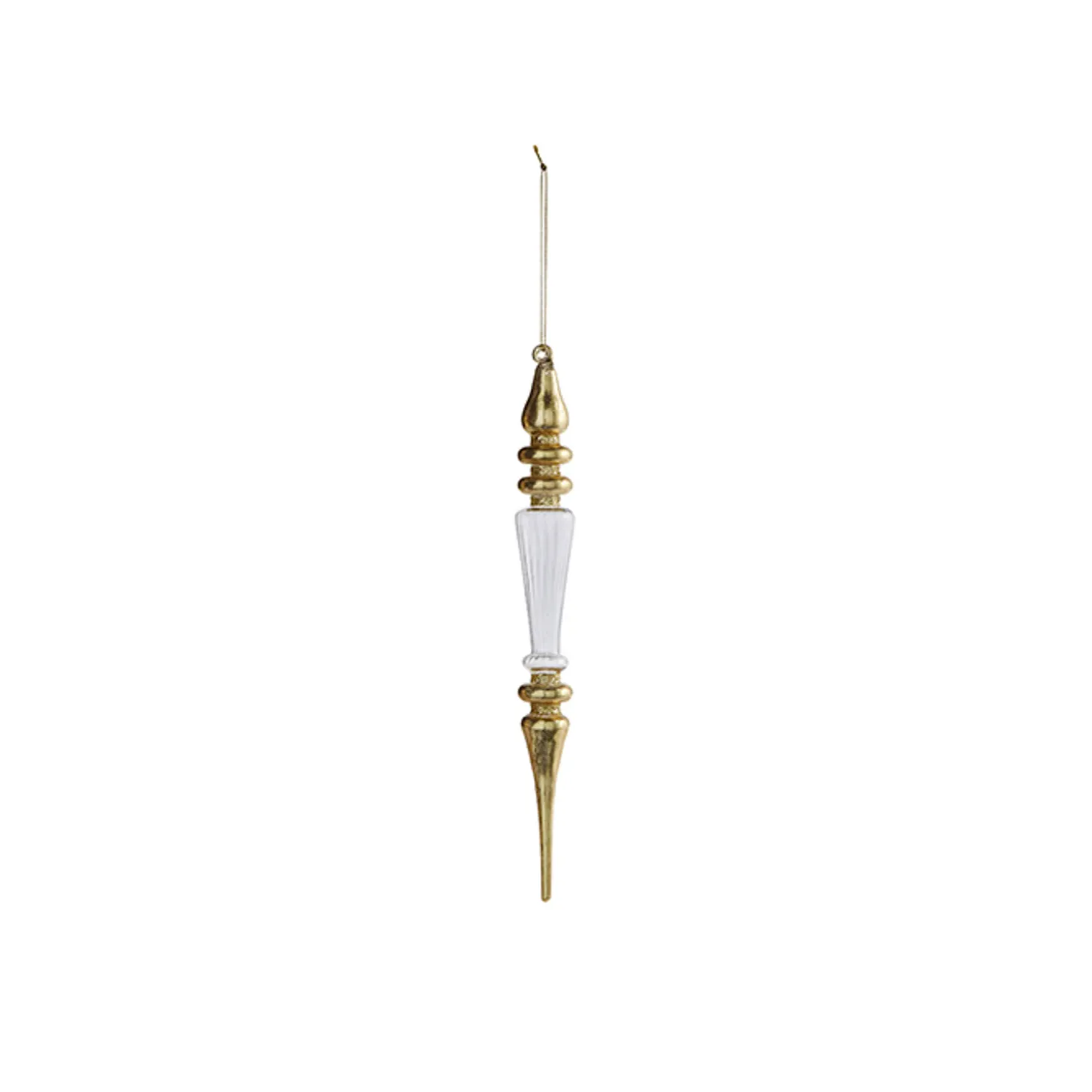 Raz 11" Gold And Clear Finial Glass Christmas Ornament 4320868