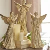 Raz 14" Gold Angel With Instrument Set Of 3 Christmas Figures 4311307
