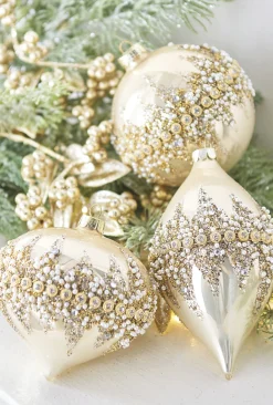 Raz 6" Gold Beaded Glass Christmas Ornament 4022874