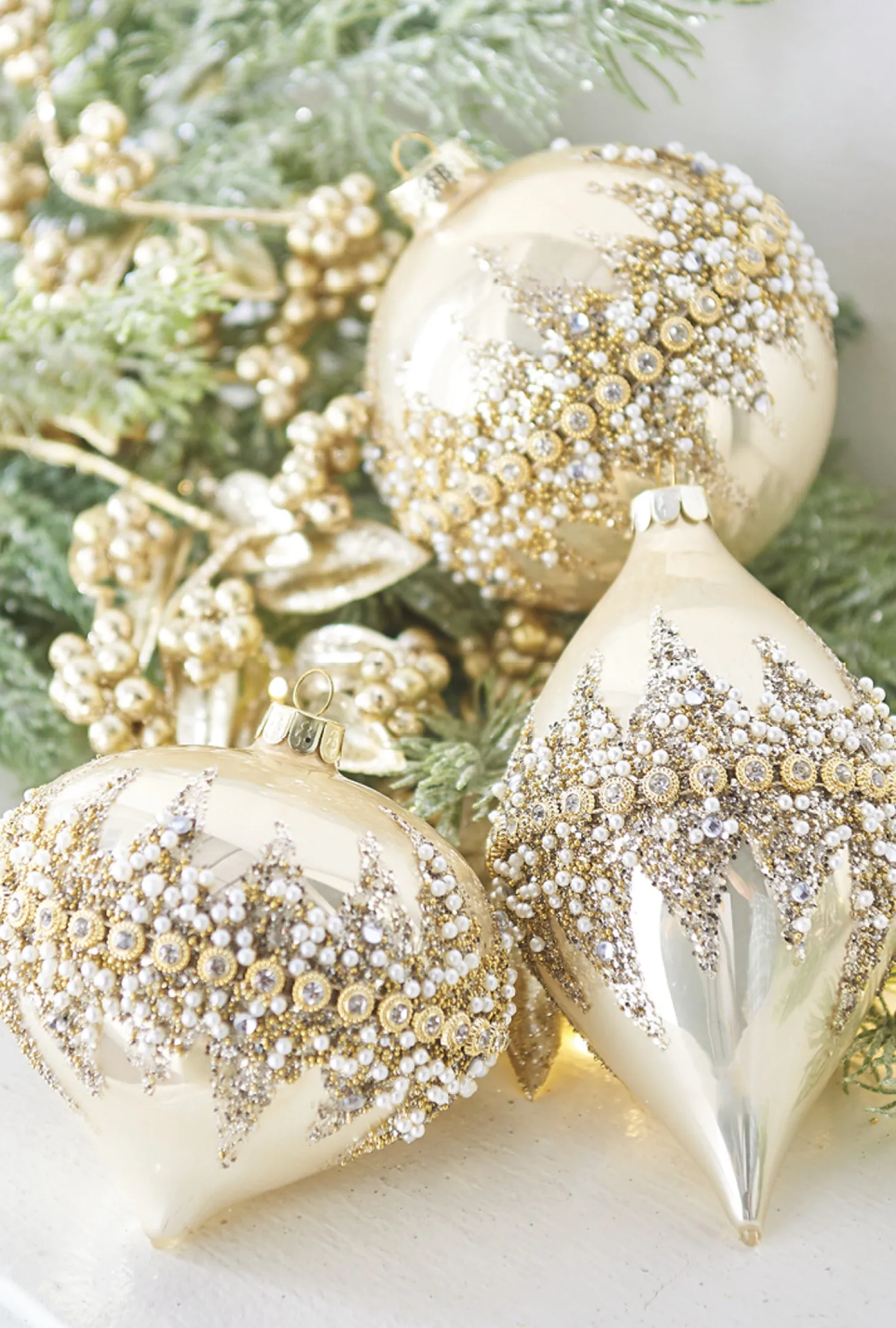 Raz 6" Gold Beaded Glass Christmas Ornament 4022874