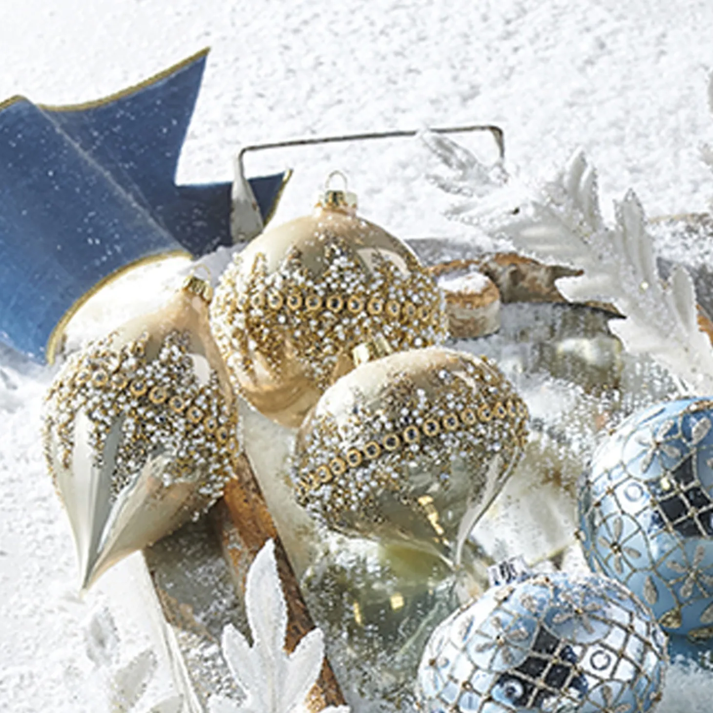 Raz 6" Gold Beaded Glass Christmas Ornament 4022874